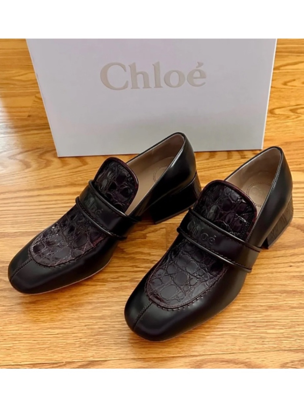 Chloé NIB Women's Brown Cheryl Leather Loafer Pumps (38)